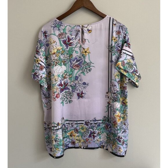 Liz Claiborne Career Silky Purple Flora Blouse Womens XL NWT Shirt Top Boho - Picture 3 of 15